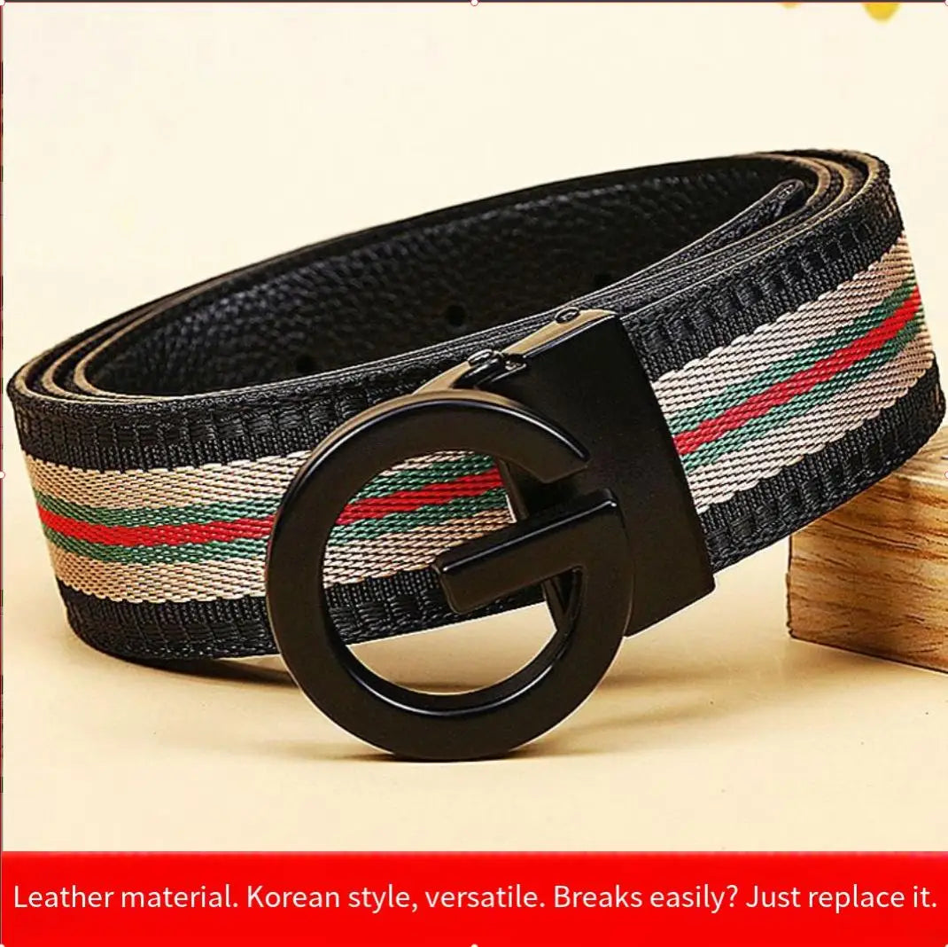 Luxury-sleek designer style G-shaped canvas belt for fashionable and durable high-quality jeans. Men's and women's casual leathe
