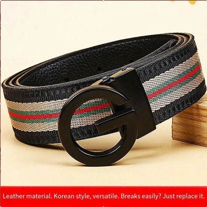 Luxury-sleek designer style G-shaped canvas belt for fashionable and durable high-quality jeans. Men's and women's casual leathe