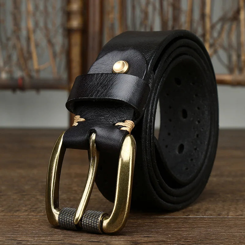Women Trendy Vintage Breathable Genuine Leather Belt for Men Stylish Waistband