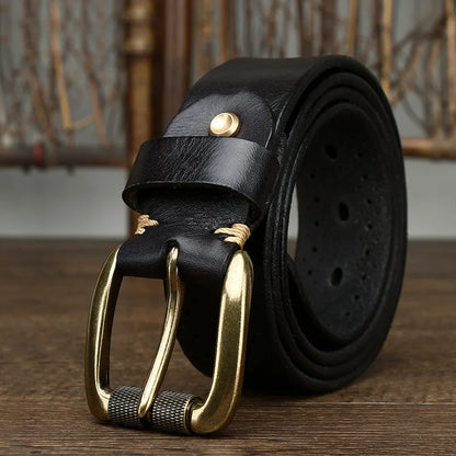 Women Trendy Vintage Breathable Genuine Leather Belt for Men Stylish Waistband