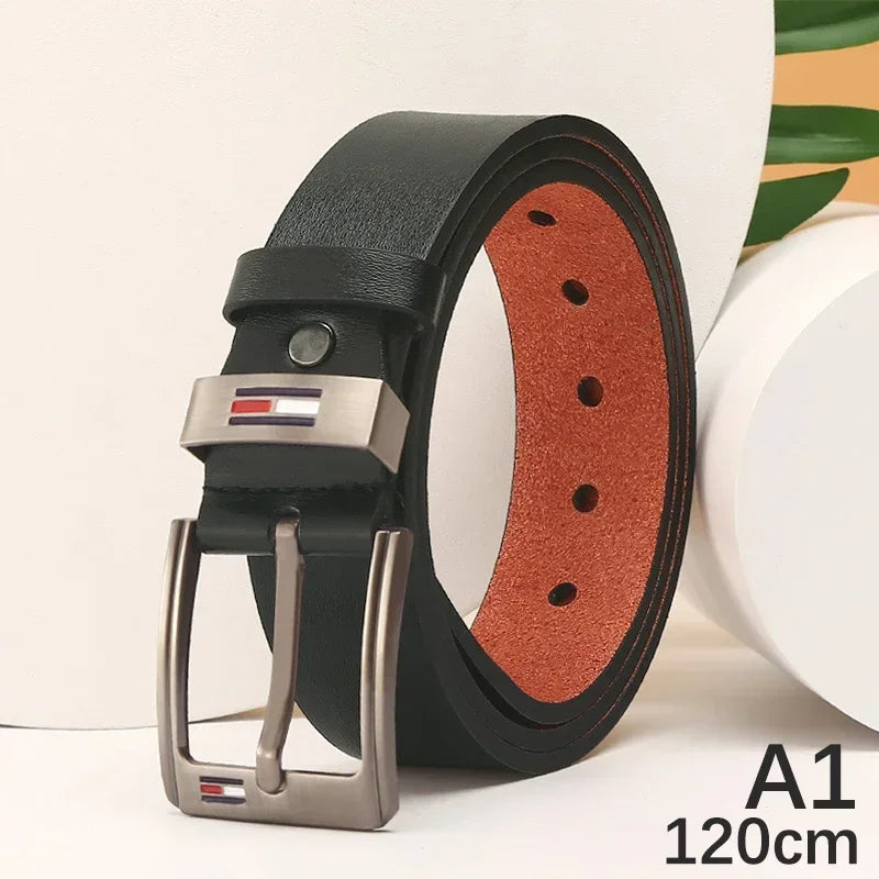 Men's Luxury PU Leather Belt - Designer Alloy Pin Buckle, High Quality Waistband for Jeans & Casual Wear, Fashion Waist Strap