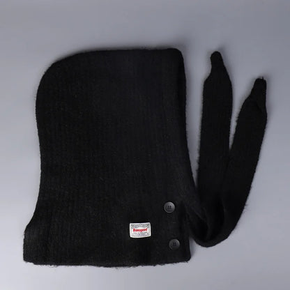 Korean Knitted Balaclava Hat Women's Winter Warm Scarf Integrated Hooded Scarf Knitted Wool Beanie Cap