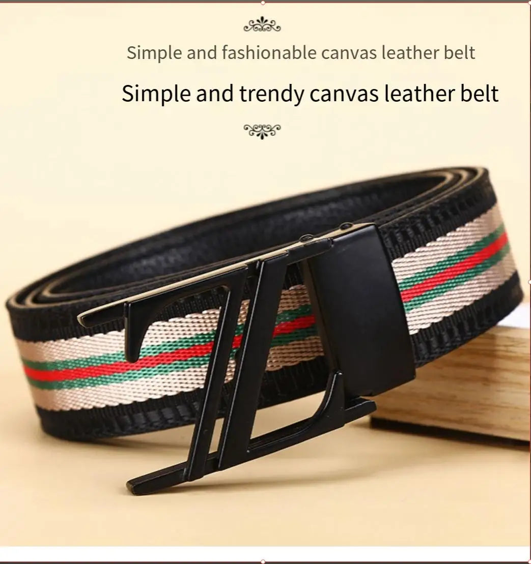 Luxury-sleek designer style G-shaped canvas belt for fashionable and durable high-quality jeans. Men's and women's casual leathe