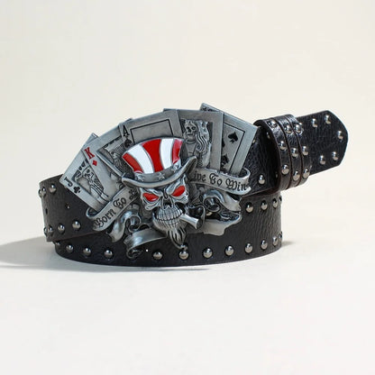 Black Punk Style PU Leather Belt with Metal Studs Unisex Gothic Fashion Accessory