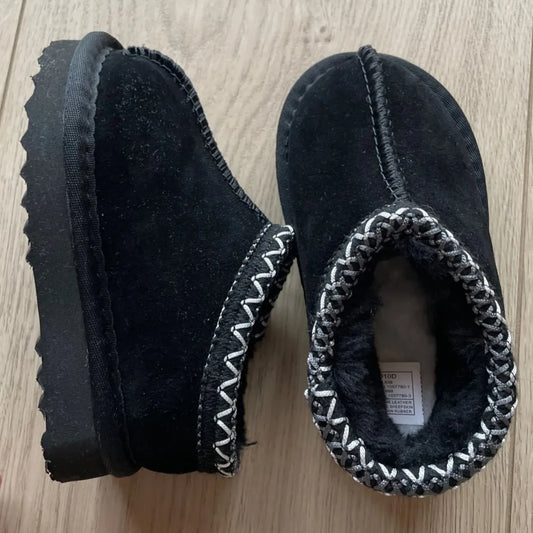 Winter Kids Fashion Snow Boots New Design Girls Boys Genuine Cow Leather Outdoor Warm Shoes Baby Classic Ultra Mini Fur Slippers