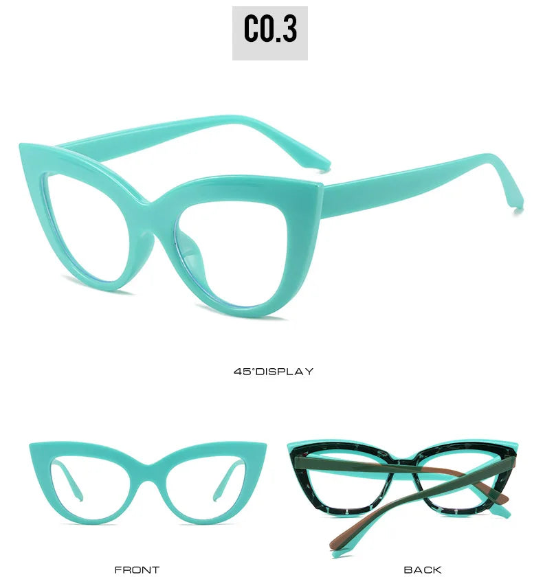 Women's Cat Eye Glasses Frame Fashion Anti Blue Light Transparent Eyeglasses Retro Optical Clear Lens Spectacle Eyeglass Female