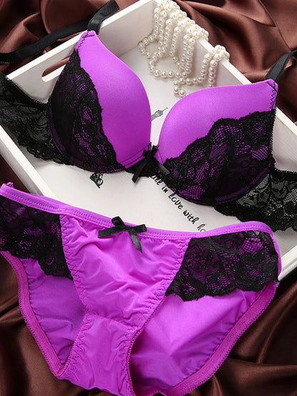 Underclothes Brand Underwear Women Bras B C cup Lingerie set With Brief Sexy Lingerie Lace Embroidery Bra Sets Bowknot Bras