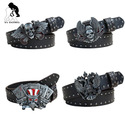 Black Punk Style PU Leather Belt with Metal Studs Unisex Gothic Fashion Accessory