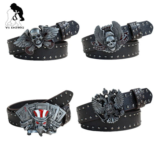 Black Punk Style PU Leather Belt with Metal Studs Unisex Gothic Fashion Accessory