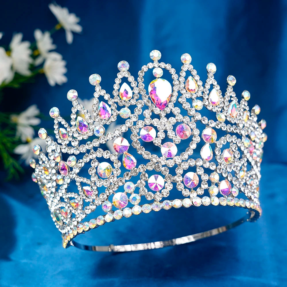 2025 New Rhinestone Crystal Queen Big Crown Bridal Wedding Tiara Women Beauty Pageant Bridal Hair Accessories Jewelry