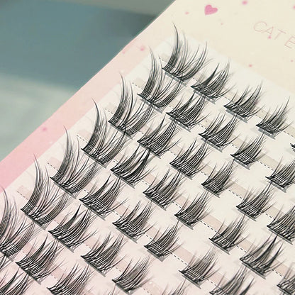 Cat Style Glue Free False Eyelashes Single Cluster Lightweight Eyelashes Self Adhesive No Glue Lashes Segmented Natural Eyelashe