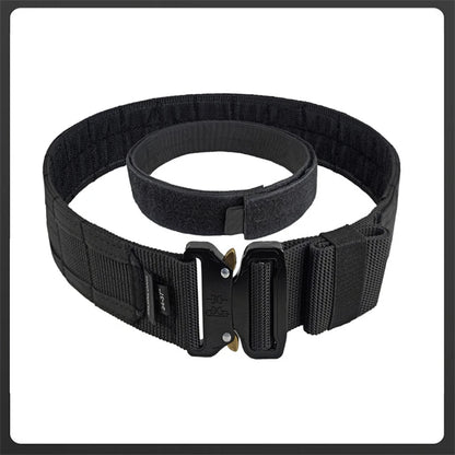 5cm Men Tactical Belt with Inner, Metal Buckle Quick Release Laser Cut MOLLE Combat Two in One Battle Belt