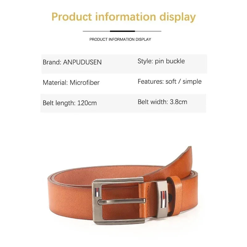Men's Luxury PU Leather Belt - Designer Alloy Pin Buckle, High Quality Waistband for Jeans & Casual Wear, Fashion Waist Strap