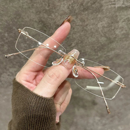 Luxury Rimless Myopia Glasses for Women Men Ultralight Near Sight Glasses Blue Light Blocking Eye Protection Eyeglasses 0 To-4.0