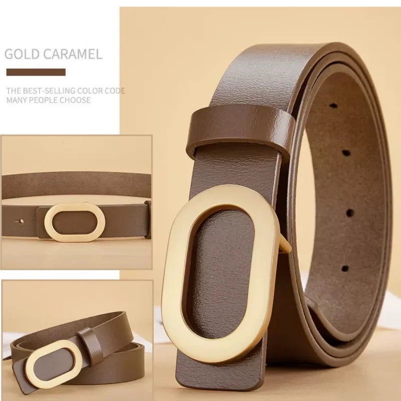 Women's Leather Belts For Jeans Ladies Strap Alloy Metal Pin Buckle Fashion Belt