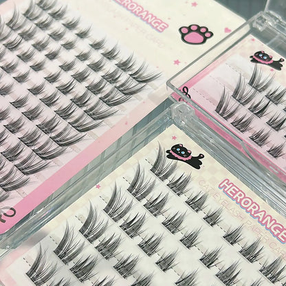 Cat Style Glue Free False Eyelashes Single Cluster Lightweight Eyelashes Self Adhesive No Glue Lashes Segmented Natural Eyelashe