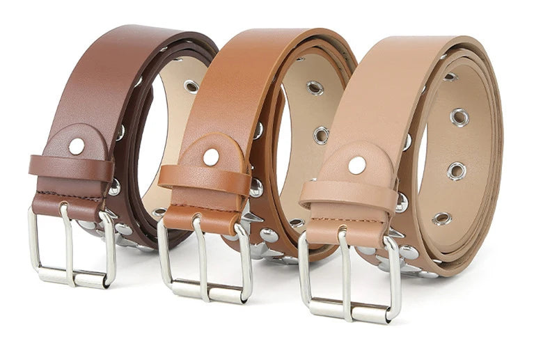 Silver Star Rivet Belt Unisex Fashion Trendy All-Match Jeans Accessories Girdle Hip Hop Punk Y2k Girls Black Pu Waistband