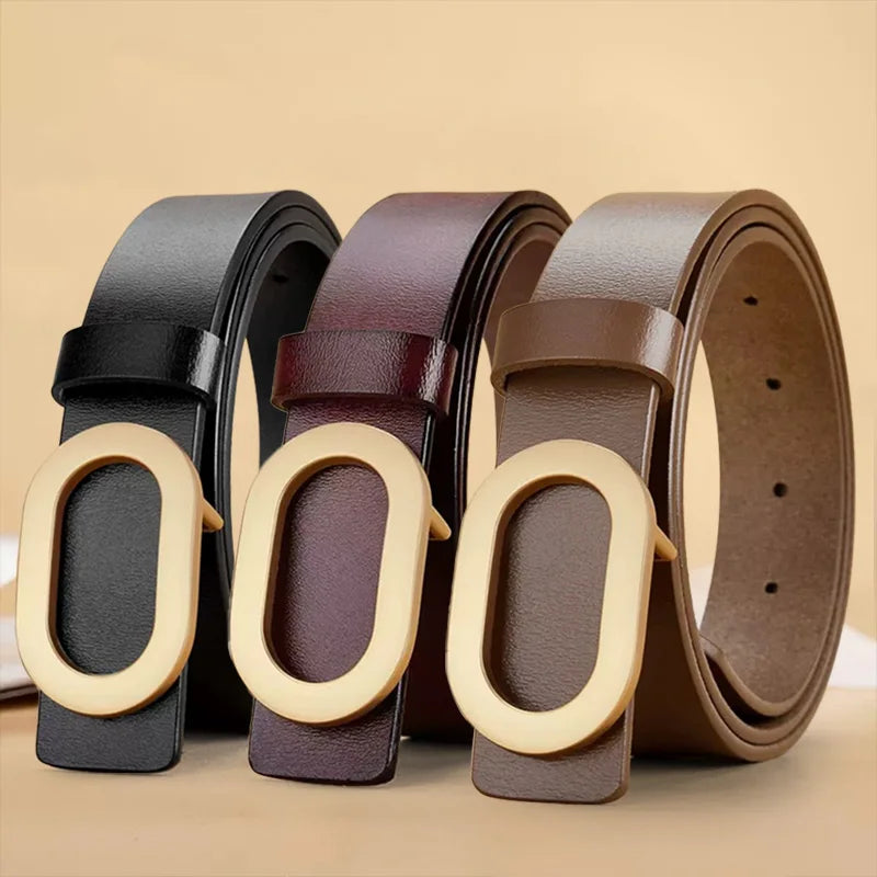 Women's Leather Belts For Jeans Ladies Strap Alloy Metal Pin Buckle Fashion Belt