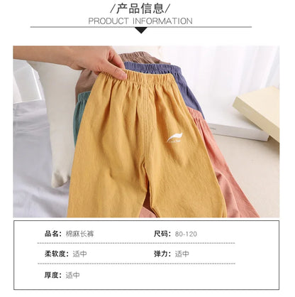 1 2 3 4 5 Years New Children's Anit-mosquito Pants Summer Baby Air Conditioning Bloomers Boys and Girls Cotton and Linen Pants