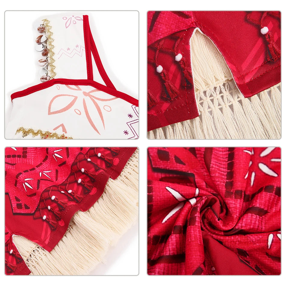 Girls Outfit Cosplay Children's Costume Party Princess Dress Summer Casual Beach Dress Necklace Wig Set Party Dresses For Girls