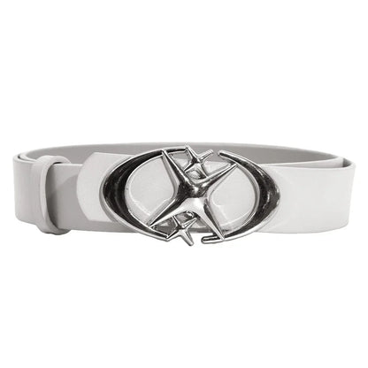 Fashion Pink Black White Moon Star Y2K Belts for Women Spice Girls PU Leather Retro Punk Metal Jeans Pants Decorative Belt Waist