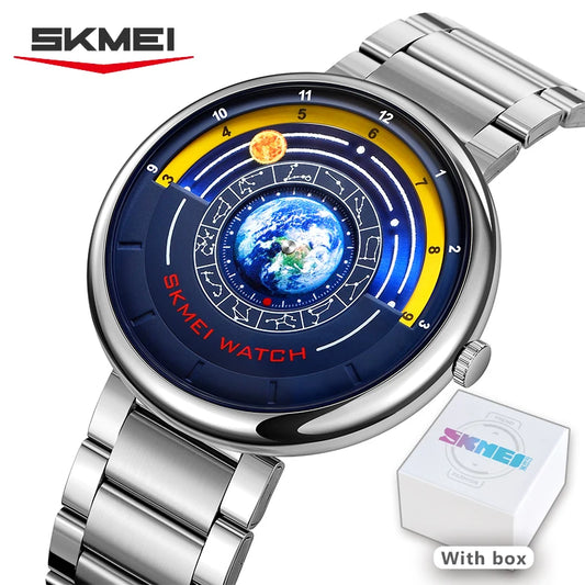 SKMEI Constellation Space theme Man Quartz Large Dial Alloy Waterproof fashion﻿ Watches Calendar Analog timing Alarm Clock 2361