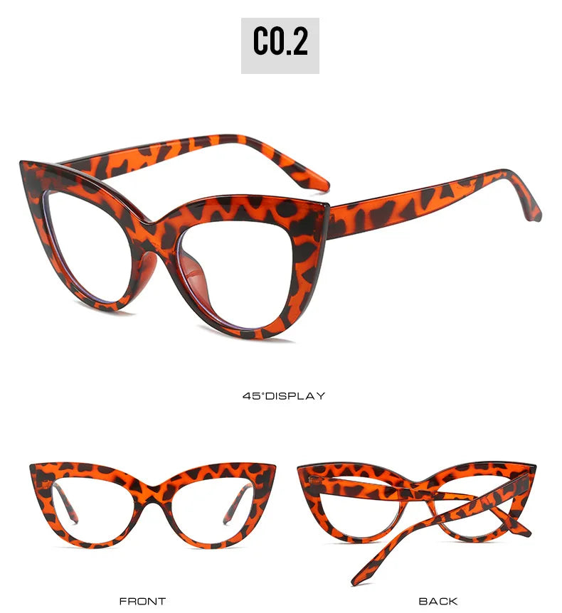 Women's Cat Eye Glasses Frame Fashion Anti Blue Light Transparent Eyeglasses Retro Optical Clear Lens Spectacle Eyeglass Female