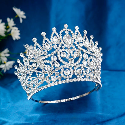 2025 New Rhinestone Crystal Queen Big Crown Bridal Wedding Tiara Women Beauty Pageant Bridal Hair Accessories Jewelry