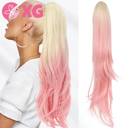 A fashionable ponytail with an outward upturned and drawstring hairstyle for women