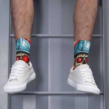 Funny plumber skull trendy socks gift Harajuku retro compression socks novelty street hip-hop socks suitable for all seasons