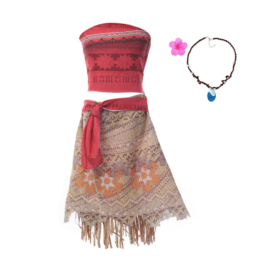 Girls Outfit Cosplay Children's Costume Party Princess Dress Summer Casual Beach Dress Necklace Wig Set Party Dresses For Girls