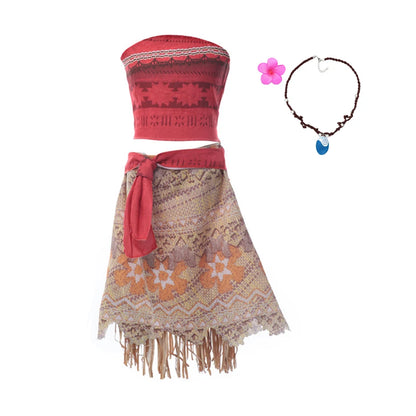 Girls Outfit Cosplay Children's Costume Party Princess Dress Summer Casual Beach Dress Necklace Wig Set Party Dresses For Girls