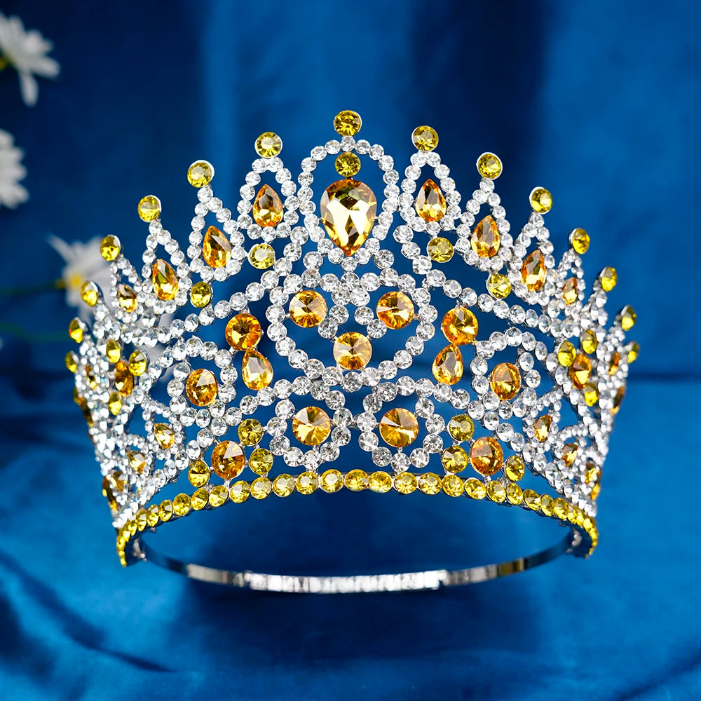 2025 New Rhinestone Crystal Queen Big Crown Bridal Wedding Tiara Women Beauty Pageant Bridal Hair Accessories Jewelry
