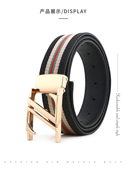 Luxury-sleek designer style G-shaped canvas belt for fashionable and durable high-quality jeans. Men's and women's casual leathe