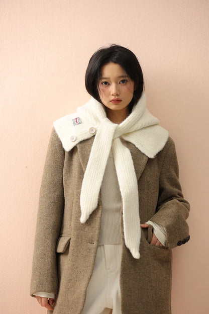 Korean Knitted Balaclava Hat Women's Winter Warm Scarf Integrated Hooded Scarf Knitted Wool Beanie Cap