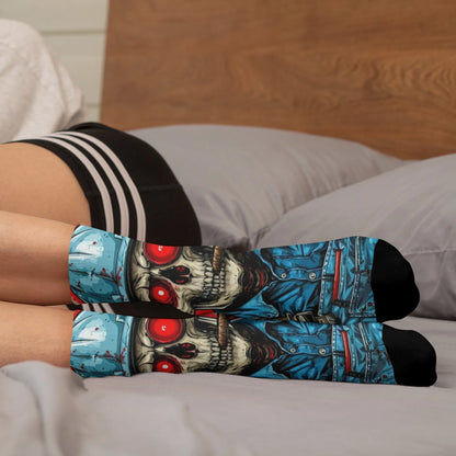 Funny plumber skull trendy socks gift Harajuku retro compression socks novelty street hip-hop socks suitable for all seasons