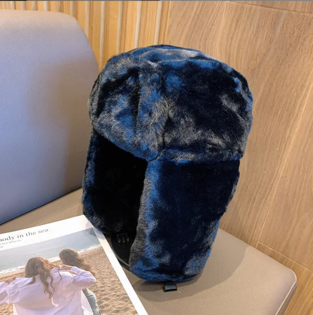 Women's Winter Thickened Warm Beanie Russian Caps Korean Fashion Ushanka Earflap Pilot Hat Women's Trend Bomber Hat Adjustable