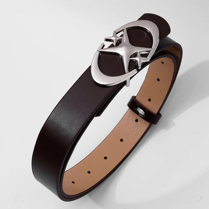 Fashion Pink Black White Moon Star Y2K Belts for Women Spice Girls PU Leather Retro Punk Metal Jeans Pants Decorative Belt Waist