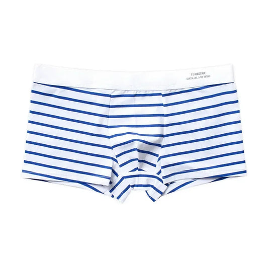 Men's Fashion Stripe Trunks Simple Cotton Breathable Comfy Sports Panties Youth Sexy Low Waist Bulge Pouch Hip Lift Boxer Shorts