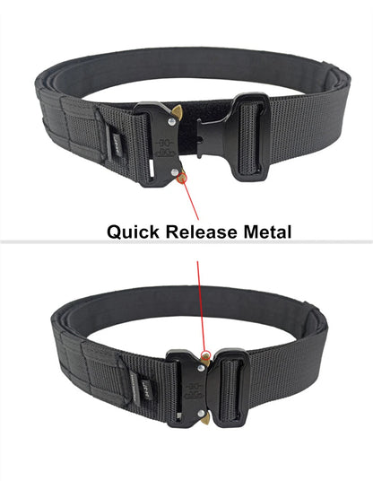 5cm Men Tactical Belt with Inner, Metal Buckle Quick Release Laser Cut MOLLE Combat Two in One Battle Belt