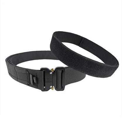 5cm Men Tactical Belt with Inner, Metal Buckle Quick Release Laser Cut MOLLE Combat Two in One Battle Belt