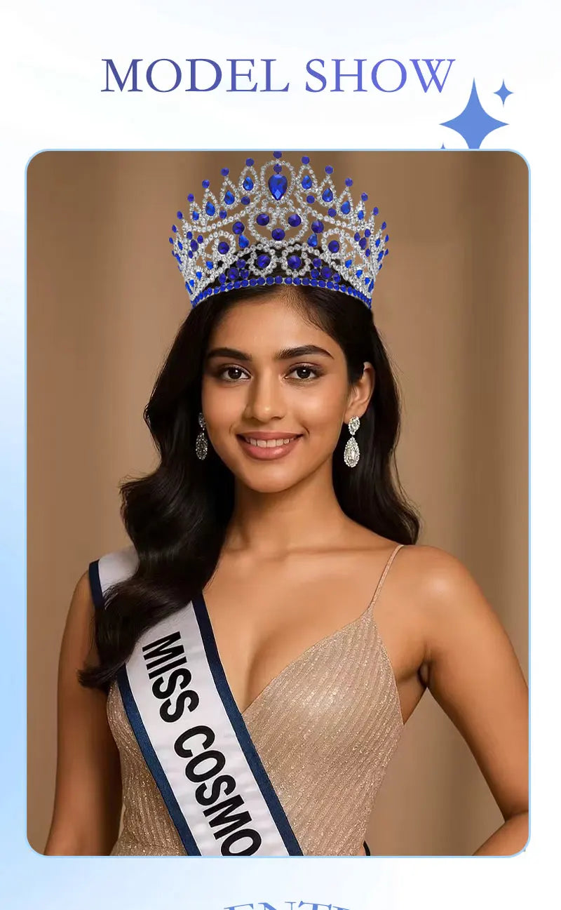 2025 New Rhinestone Crystal Queen Big Crown Bridal Wedding Tiara Women Beauty Pageant Bridal Hair Accessories Jewelry