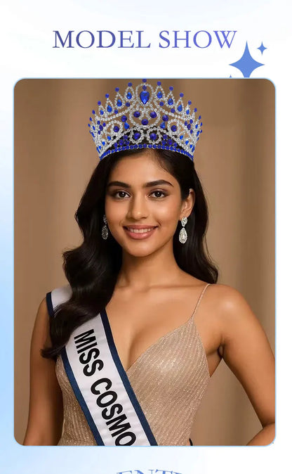 2025 New Rhinestone Crystal Queen Big Crown Bridal Wedding Tiara Women Beauty Pageant Bridal Hair Accessories Jewelry