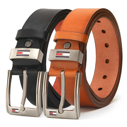 Men's Luxury PU Leather Belt - Designer Alloy Pin Buckle, High Quality Waistband for Jeans & Casual Wear, Fashion Waist Strap