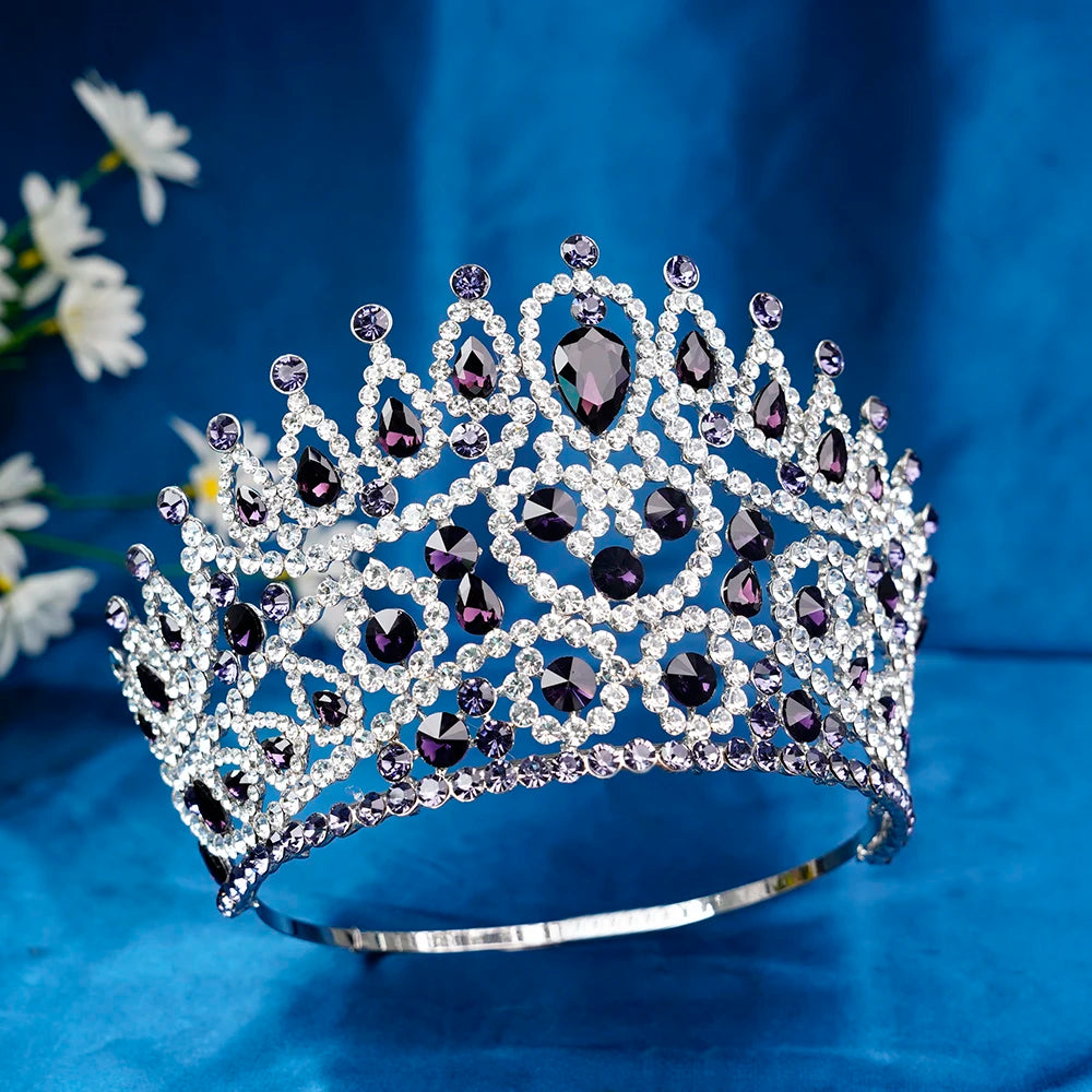 2025 New Rhinestone Crystal Queen Big Crown Bridal Wedding Tiara Women Beauty Pageant Bridal Hair Accessories Jewelry