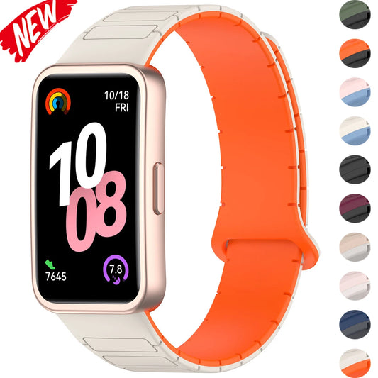 New magnetic strap for Huawei watch 10/9/8 silicone sport band for Huawei watch 9 8 10 two-tone Smartwatch band Accessories