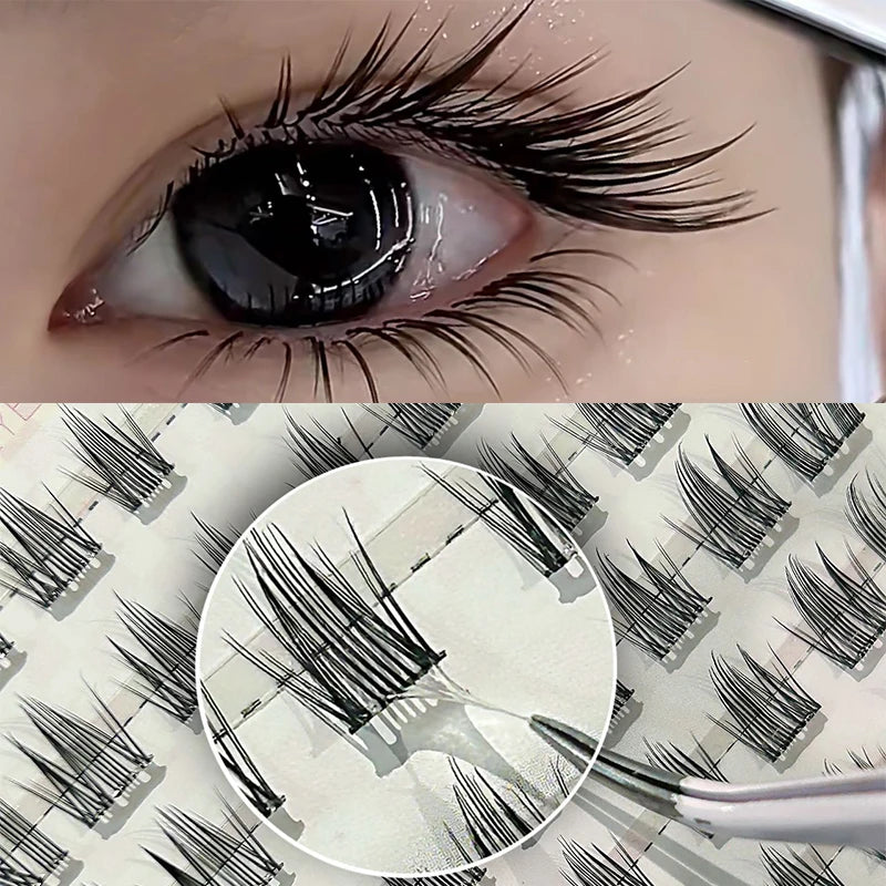 Cat Style Glue Free False Eyelashes Single Cluster Lightweight Eyelashes Self Adhesive No Glue Lashes Segmented Natural Eyelashe