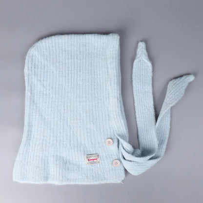 Korean Knitted Balaclava Hat Women's Winter Warm Scarf Integrated Hooded Scarf Knitted Wool Beanie Cap