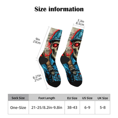 Funny plumber skull trendy socks gift Harajuku retro compression socks novelty street hip-hop socks suitable for all seasons