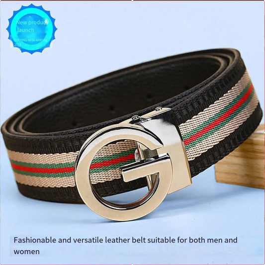 Luxury-sleek designer style G-shaped canvas belt for fashionable and durable high-quality jeans. Men's and women's casual leathe
